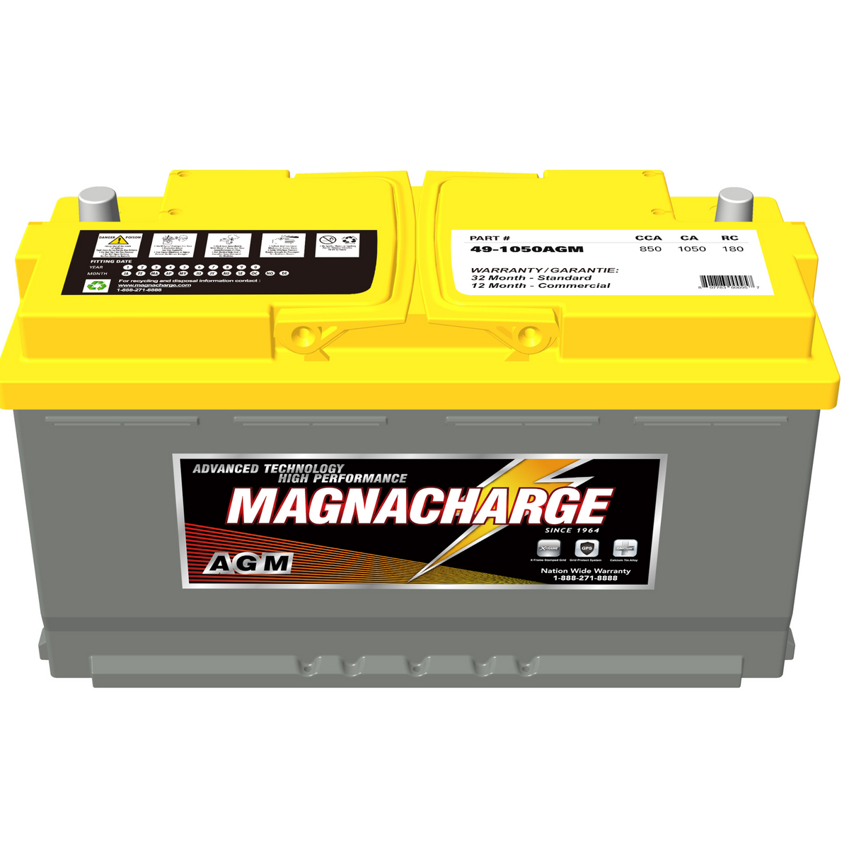 Magnacharge 491050AGM 12V AGM Car Battery Group 49 Voltloop Canada