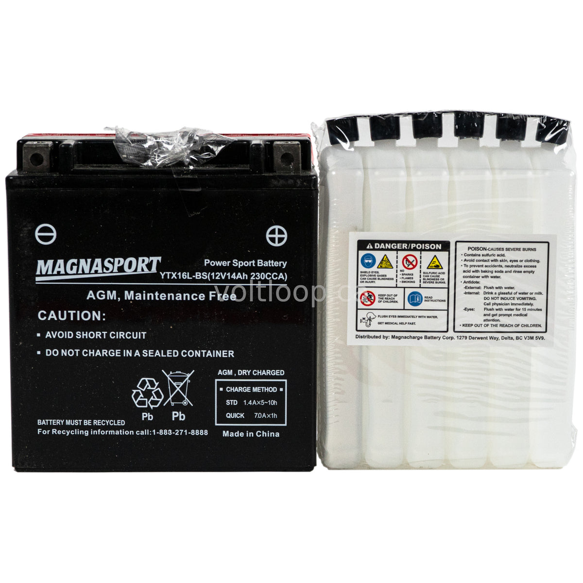 Magnasport YTX16-BS-1 / YTX16L-BS 12V Advanced AGM Battery