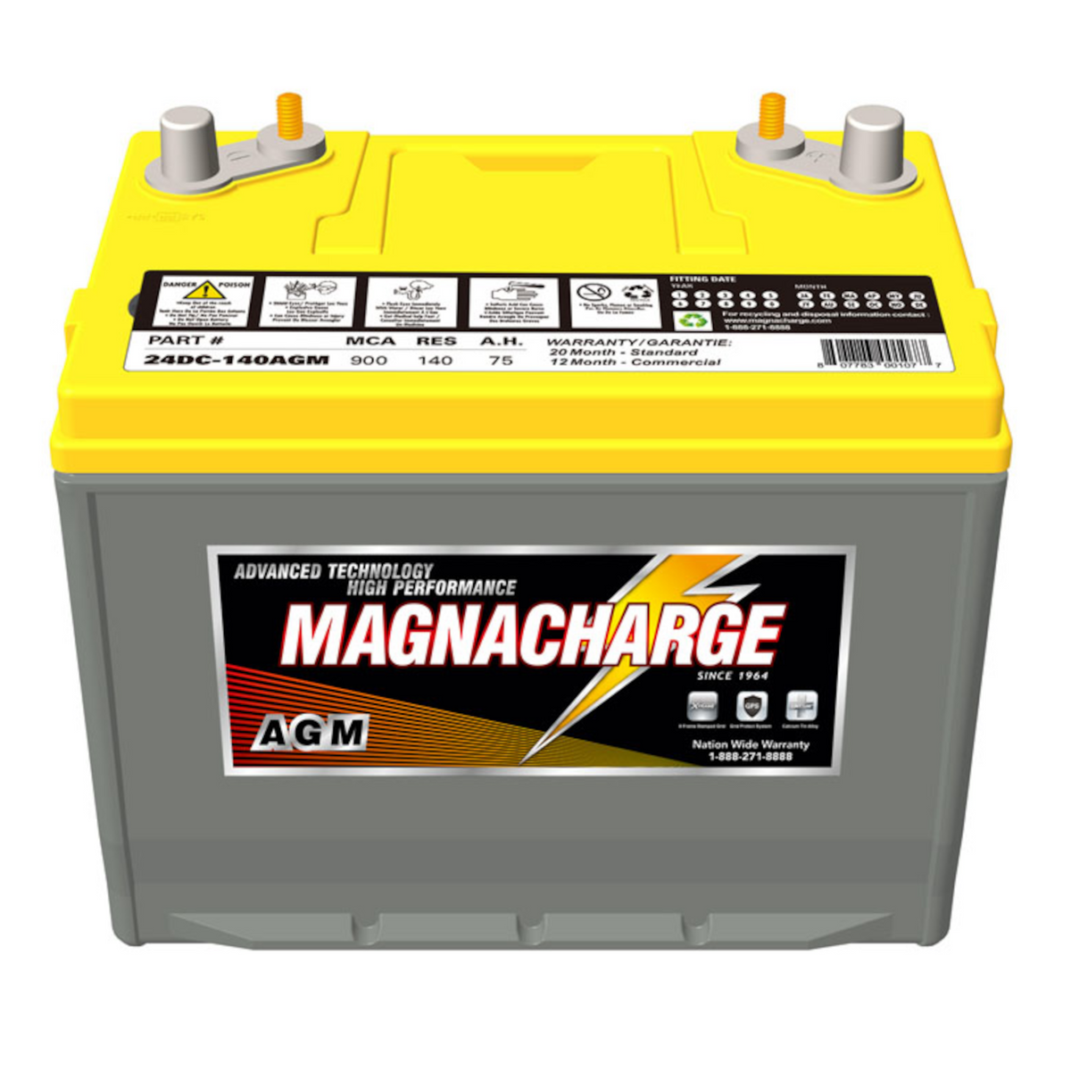 Magnacharge 24DC-140AGM 12V Dual Purpose AGM Battery – Voltloop Canada