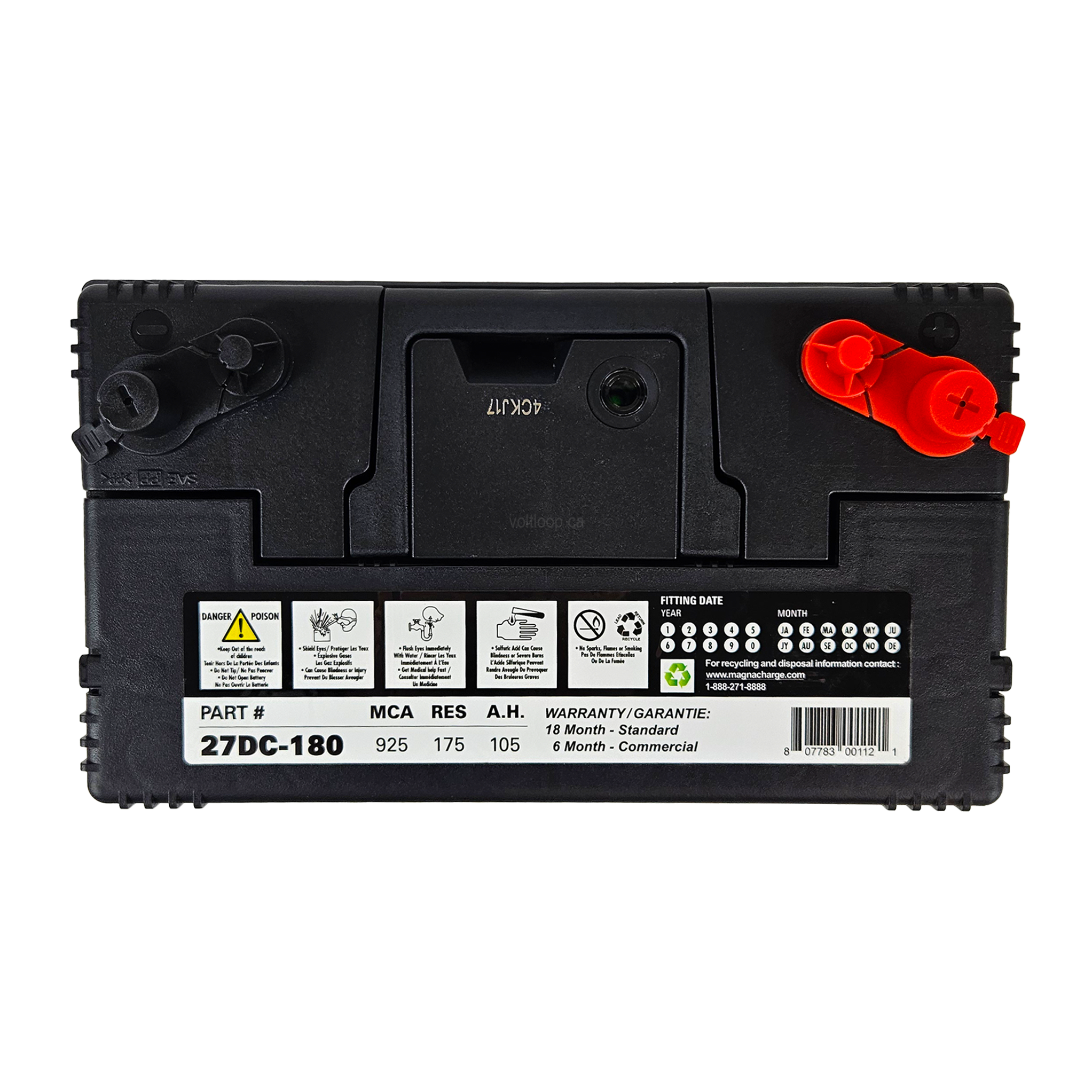 Magnacharge 27DC-180 12V Dual Purpose Group 27 Battery