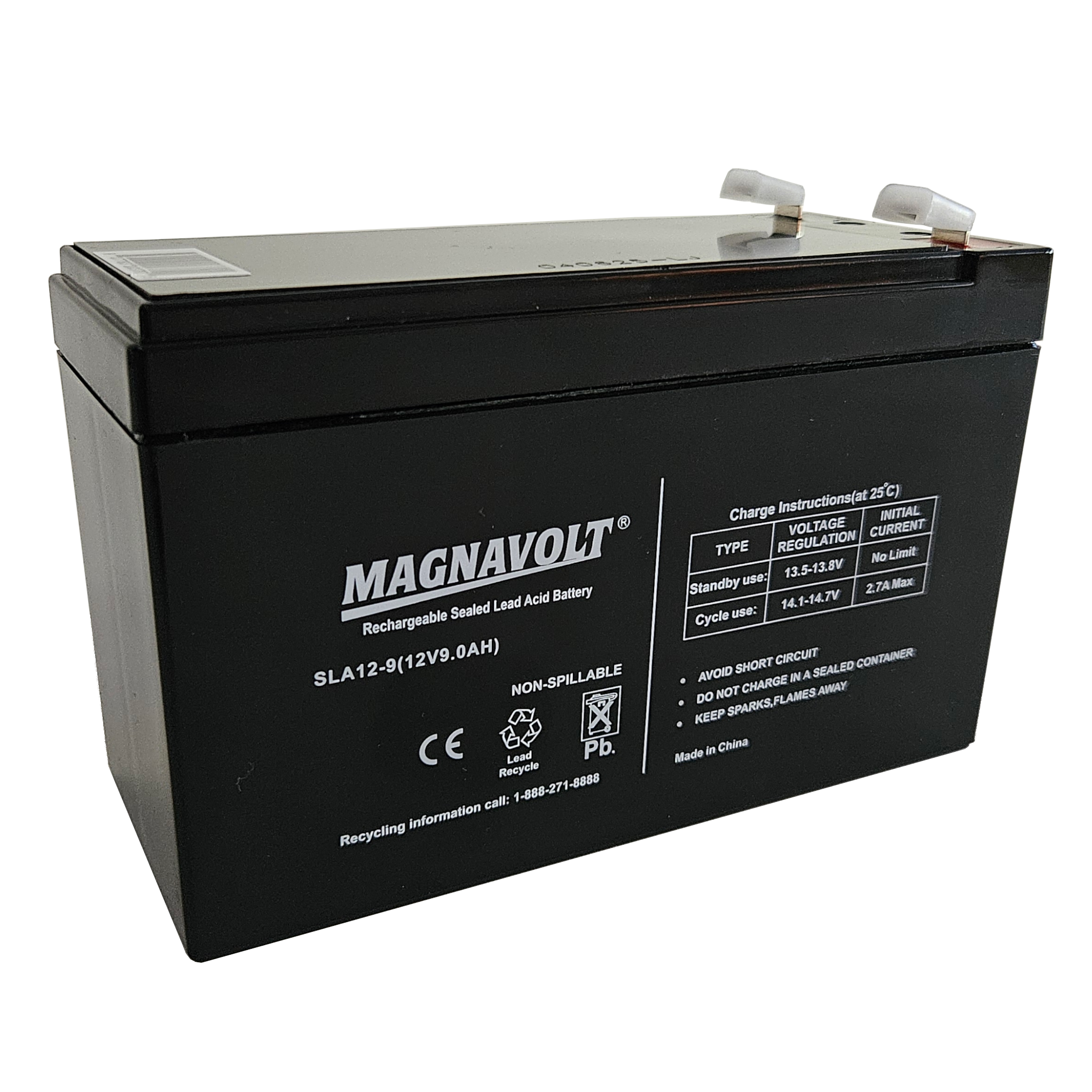 SigmasTek SP12-9HR 12V 9AH Sealed Lead Acid (SLA) Battery - Rechargeable With T2 Terminal