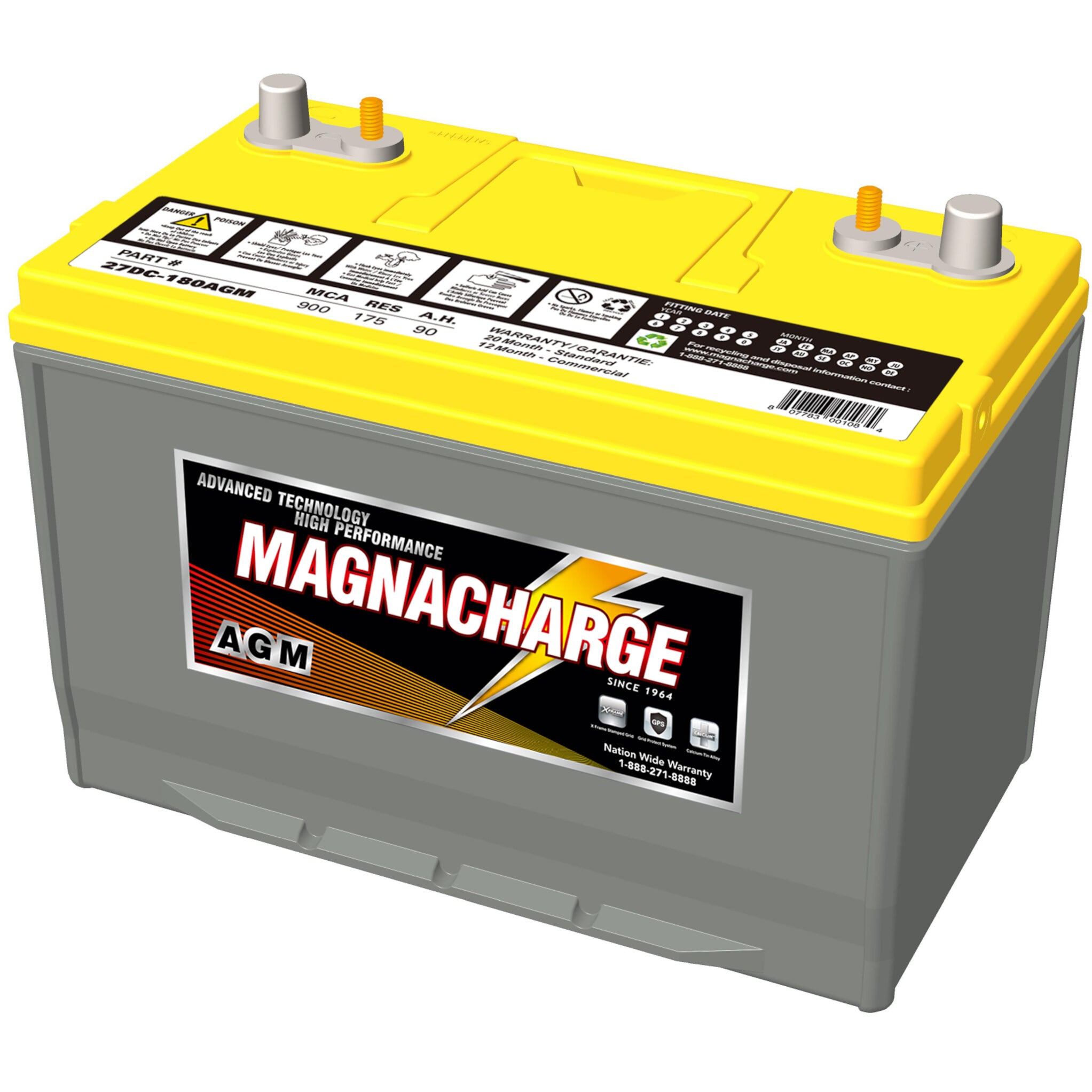 Magnacharge 27DC-180AGM 12V Deep Cycle AGM Battery