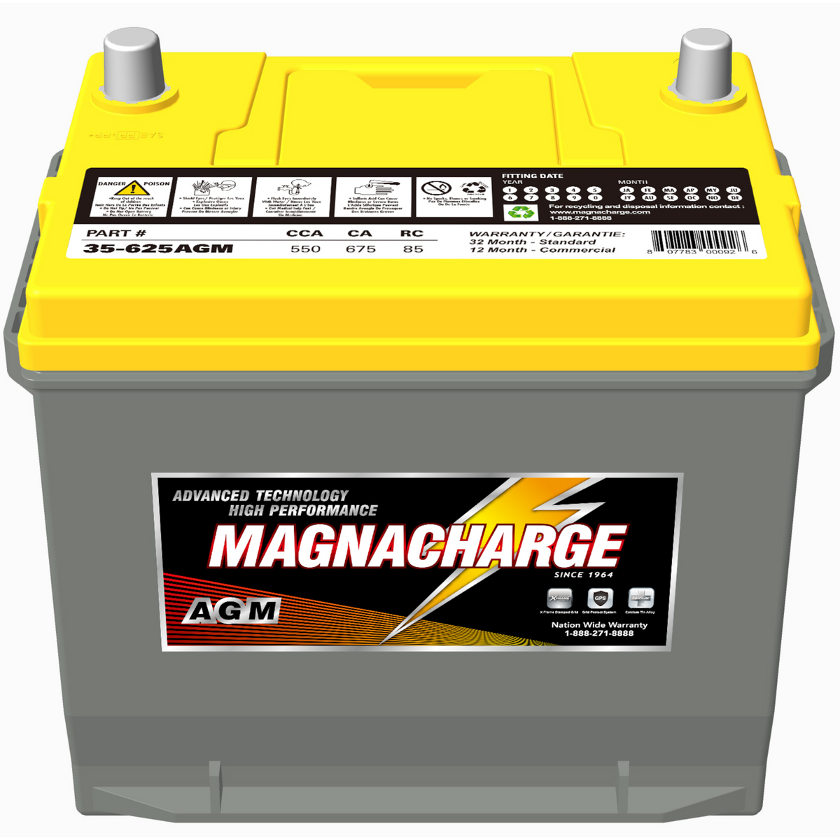 Magnacharge 35625AGM 12V AGM Car Battery Group 35 Voltloop Canada