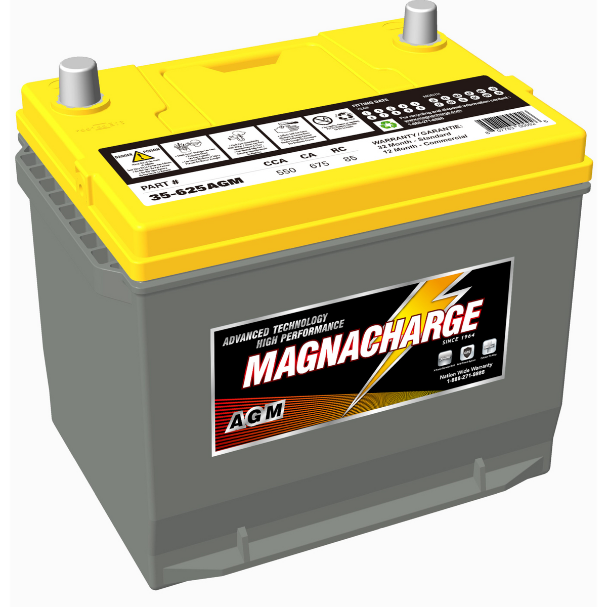 Magnacharge 35-625AGM 12V AGM Car Battery | Group 35 – Voltloop Canada