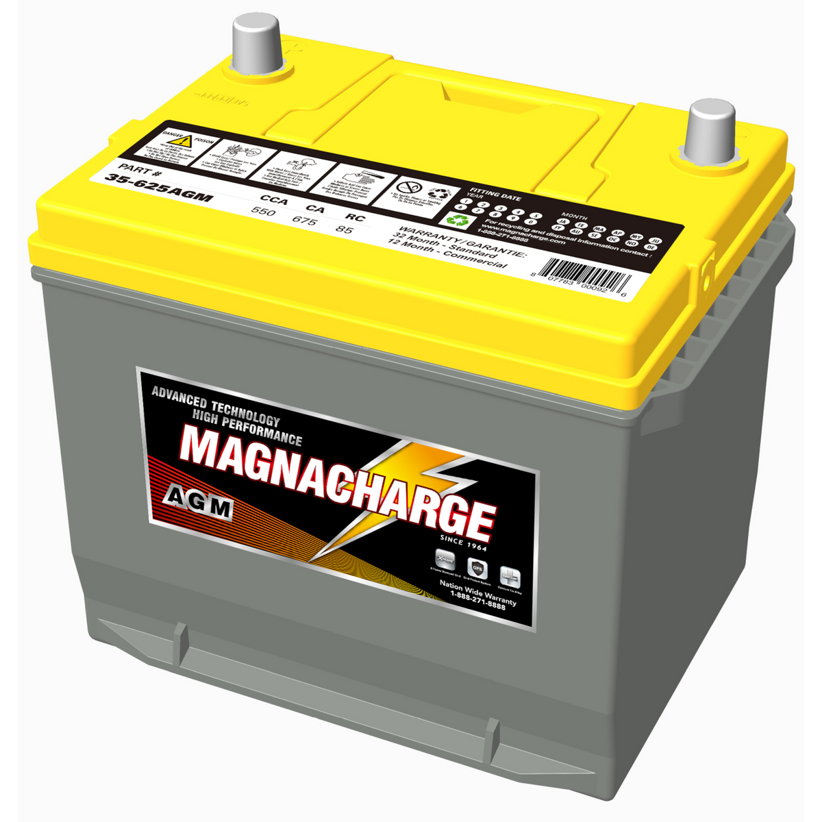 Magnacharge 35-625AGM 12V AGM Car Battery | Group 35 – Voltloop Canada