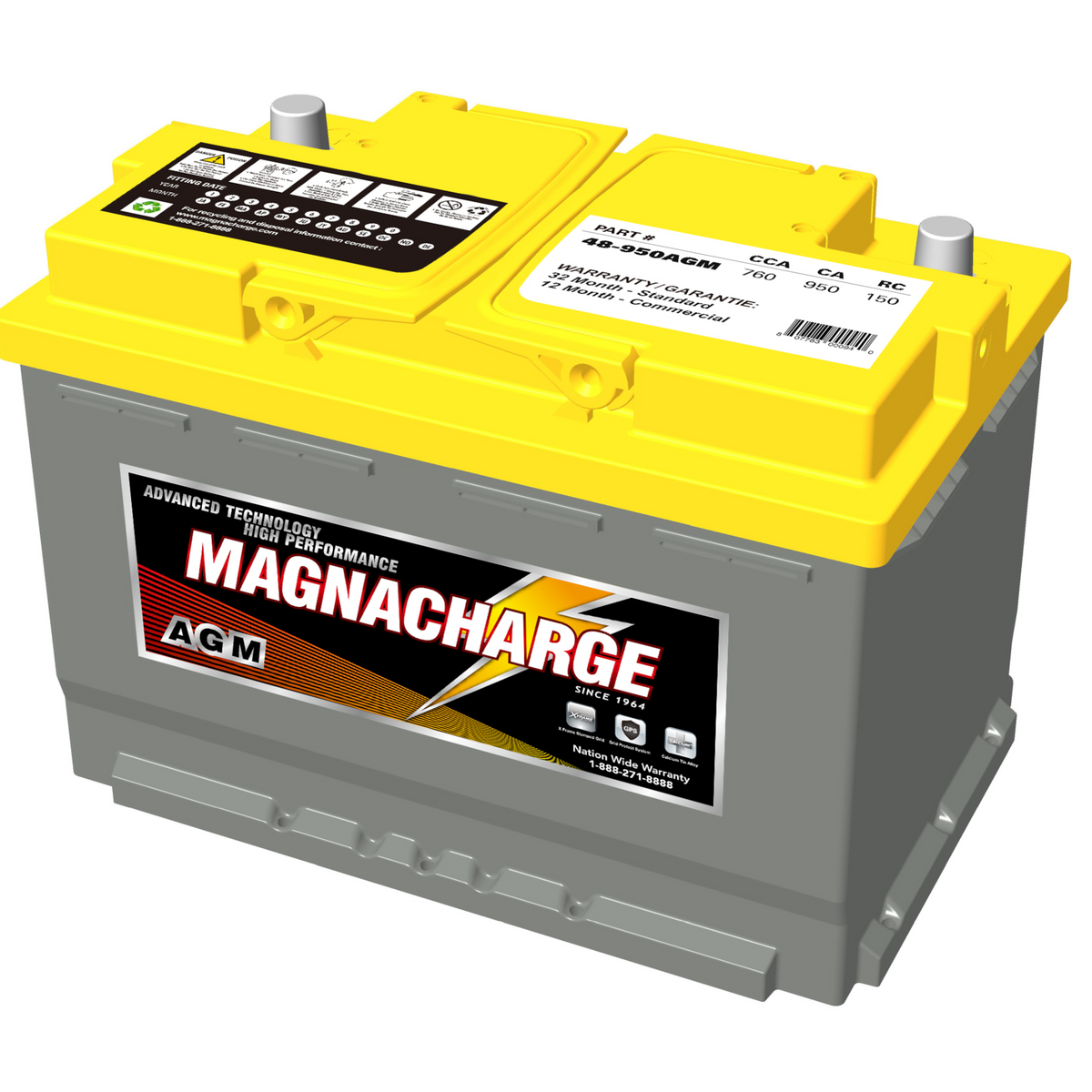 Magnacharge 48-950AGM 12V AGM Car Battery | Group 48 – Voltloop Canada