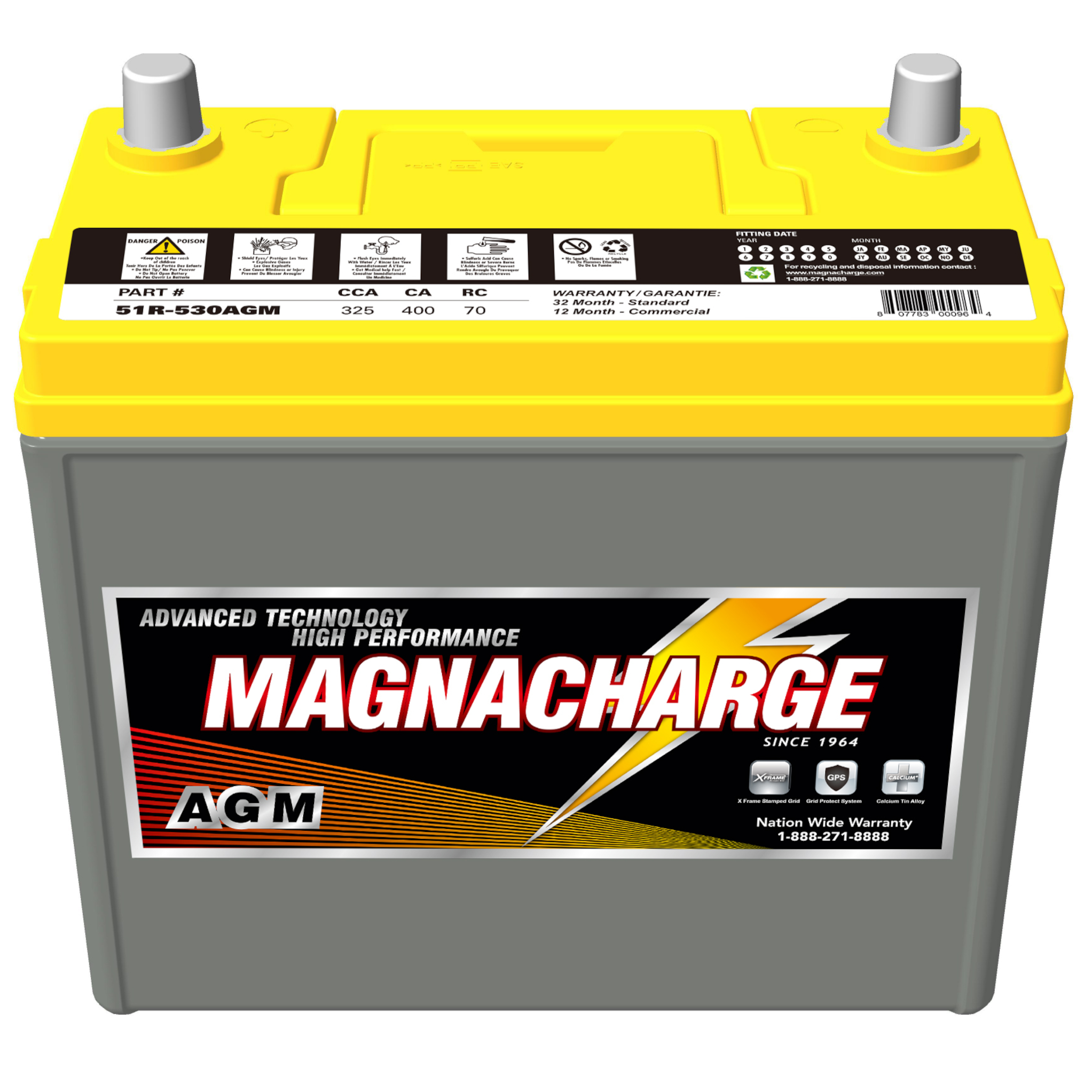 Magnacharge 51R-530AGM Group 51R AGM Car Battery