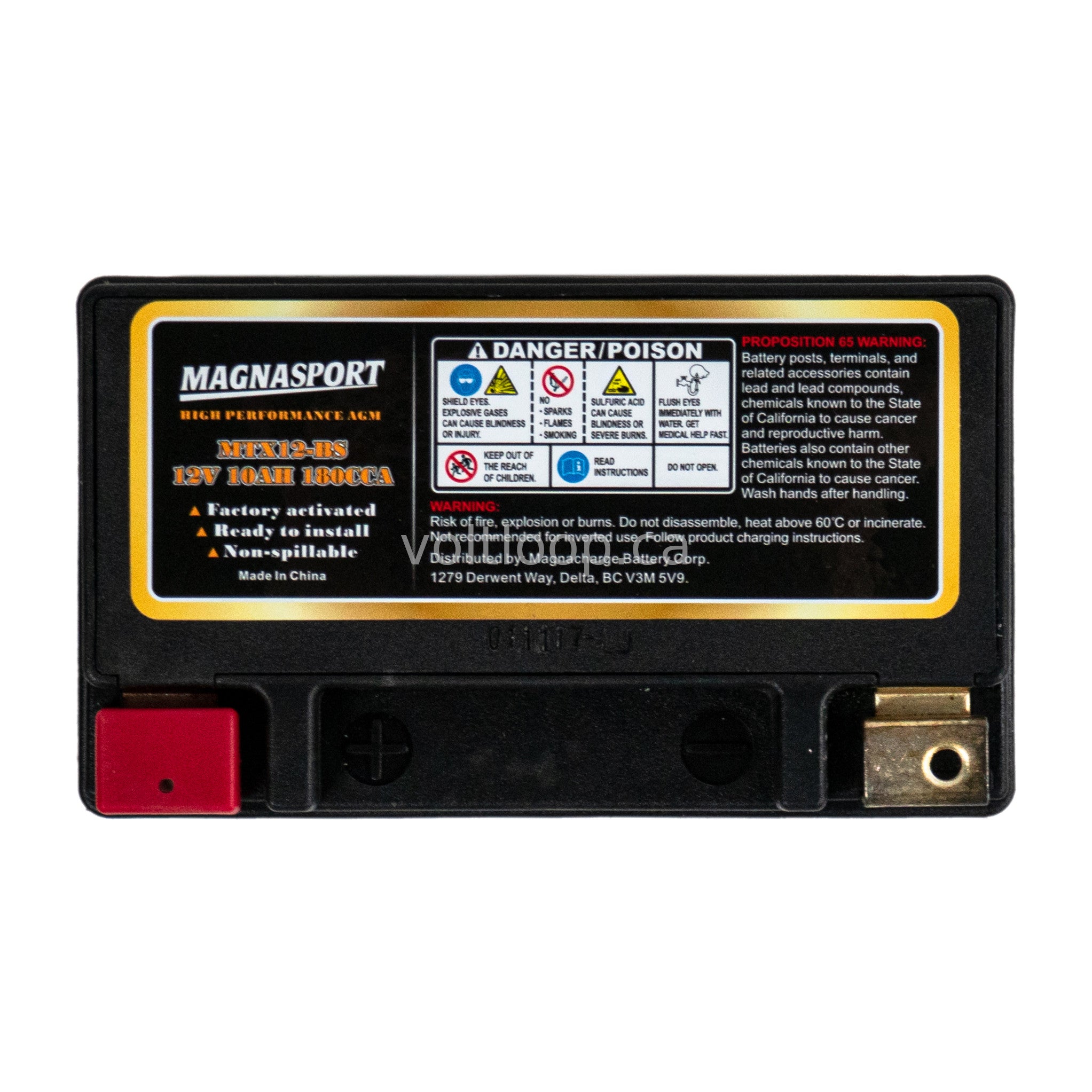 Magneti Marelli YTX12-BS AGM Motorcycle Battery 12V 10Ah 180 CCA (150x87x130mm)
