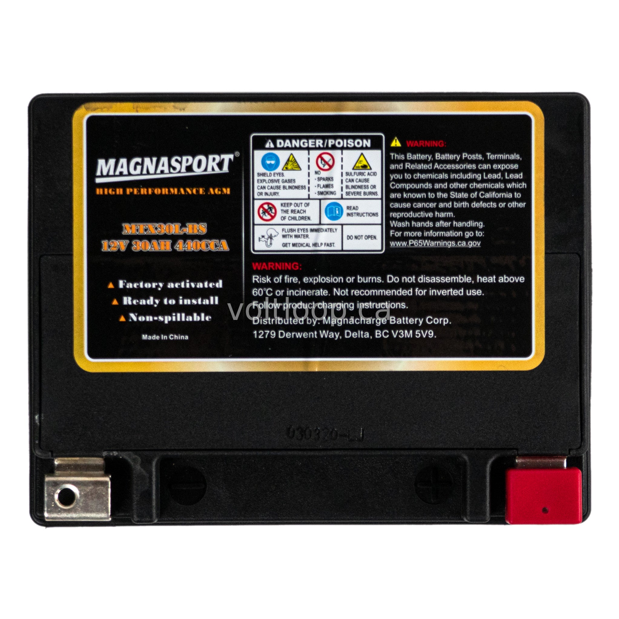 Magnasport MTX30L-BS 12V Factory Activated AGM Battery – Voltloop