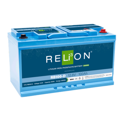 Relion RB100-D 12V LiFePO4 Lithium Deep Cycle Battery