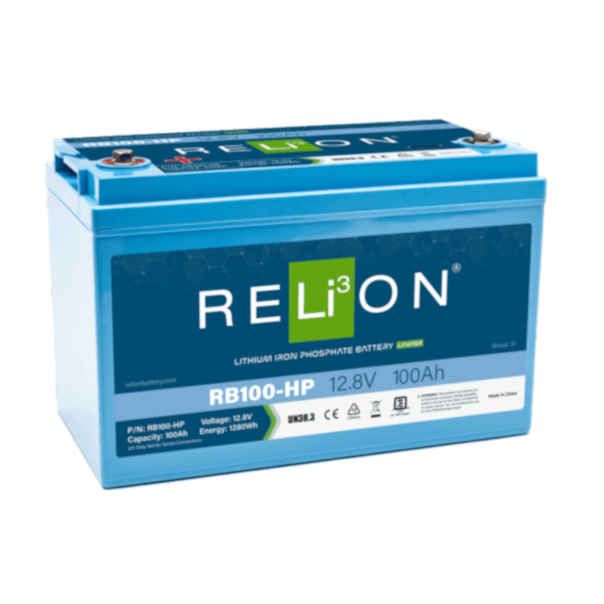 Relion RB100-HP 12V LiFePO4 Lithium Deep Cycle Battery