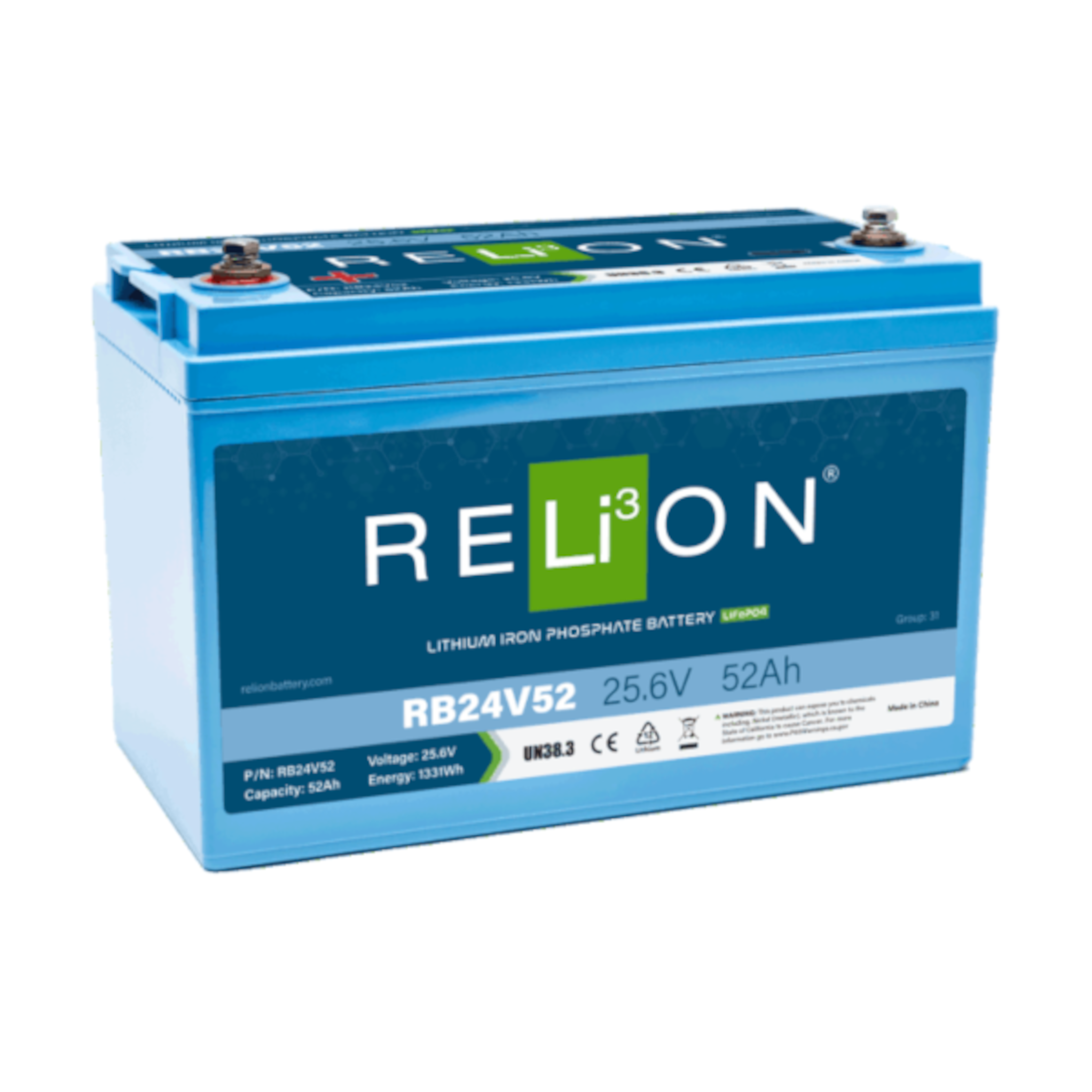Relion RB24V50 24V LiFePO4 Lithium Deep Cycle Battery