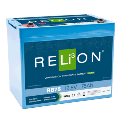 Relion RB75 12V LiFePO4 Lithium Deep Cycle Battery