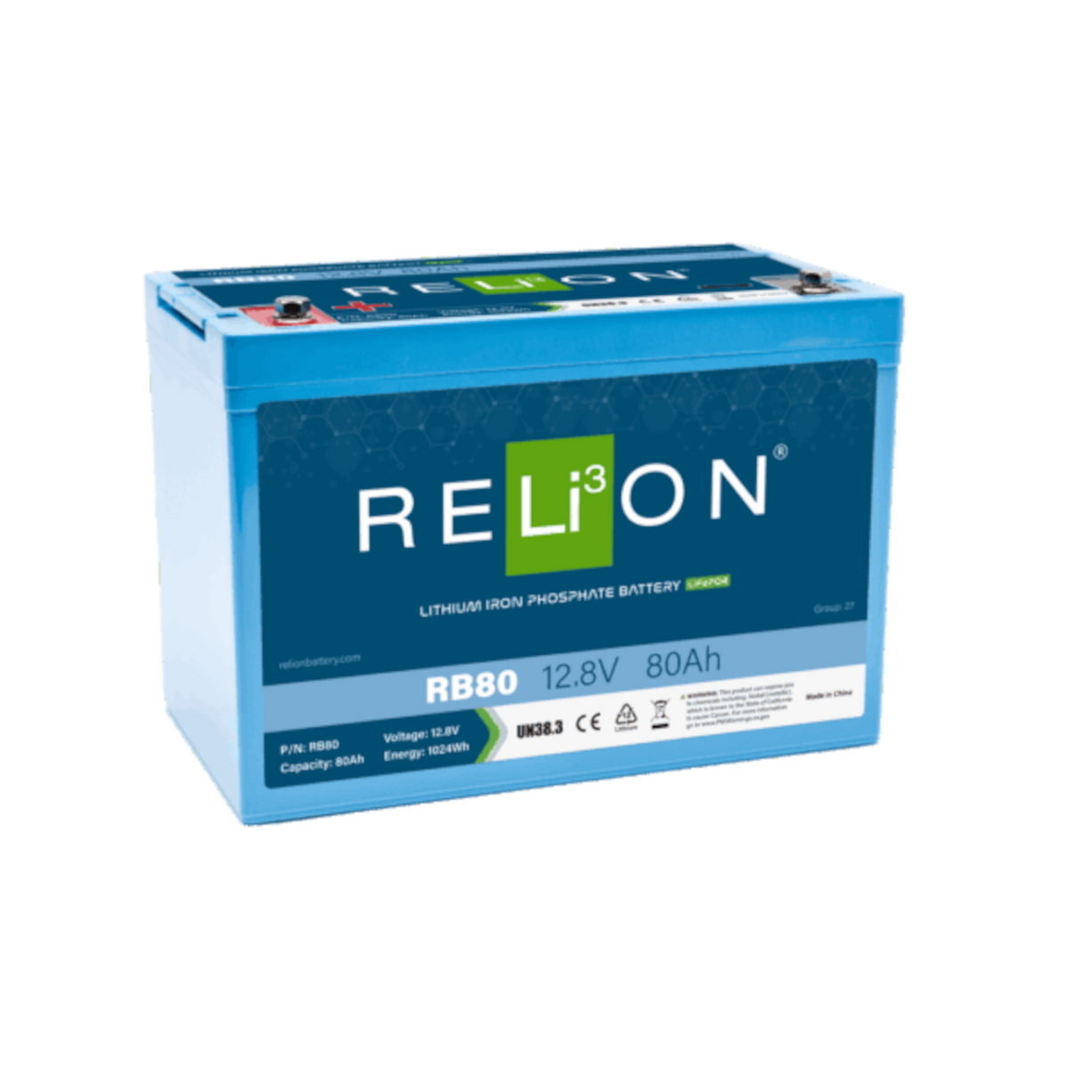 Relion RB80 12V LiFePO4 Lithium 80Ah Deep Cycle Battery – Voltloop ...