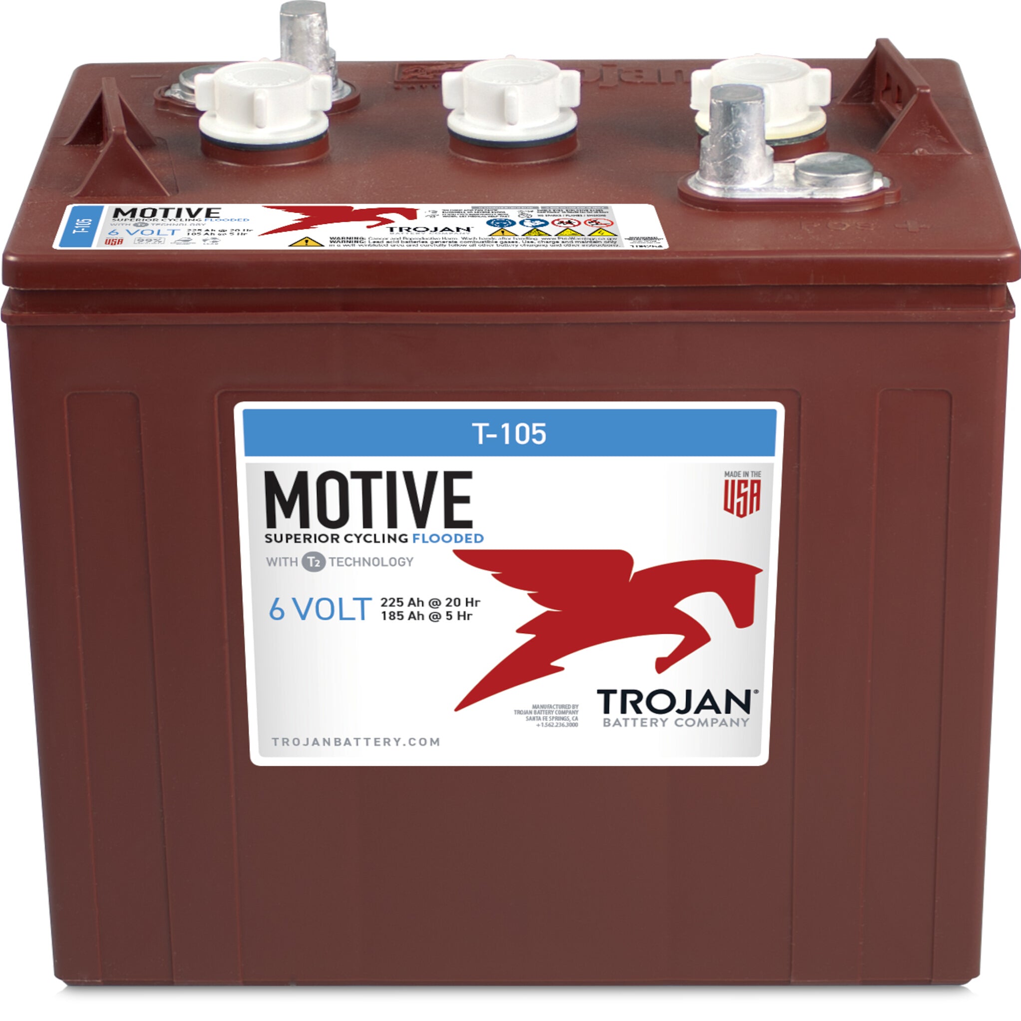 Trojan T-105 6V Group GC2 Deep Cycle Flooded Battery