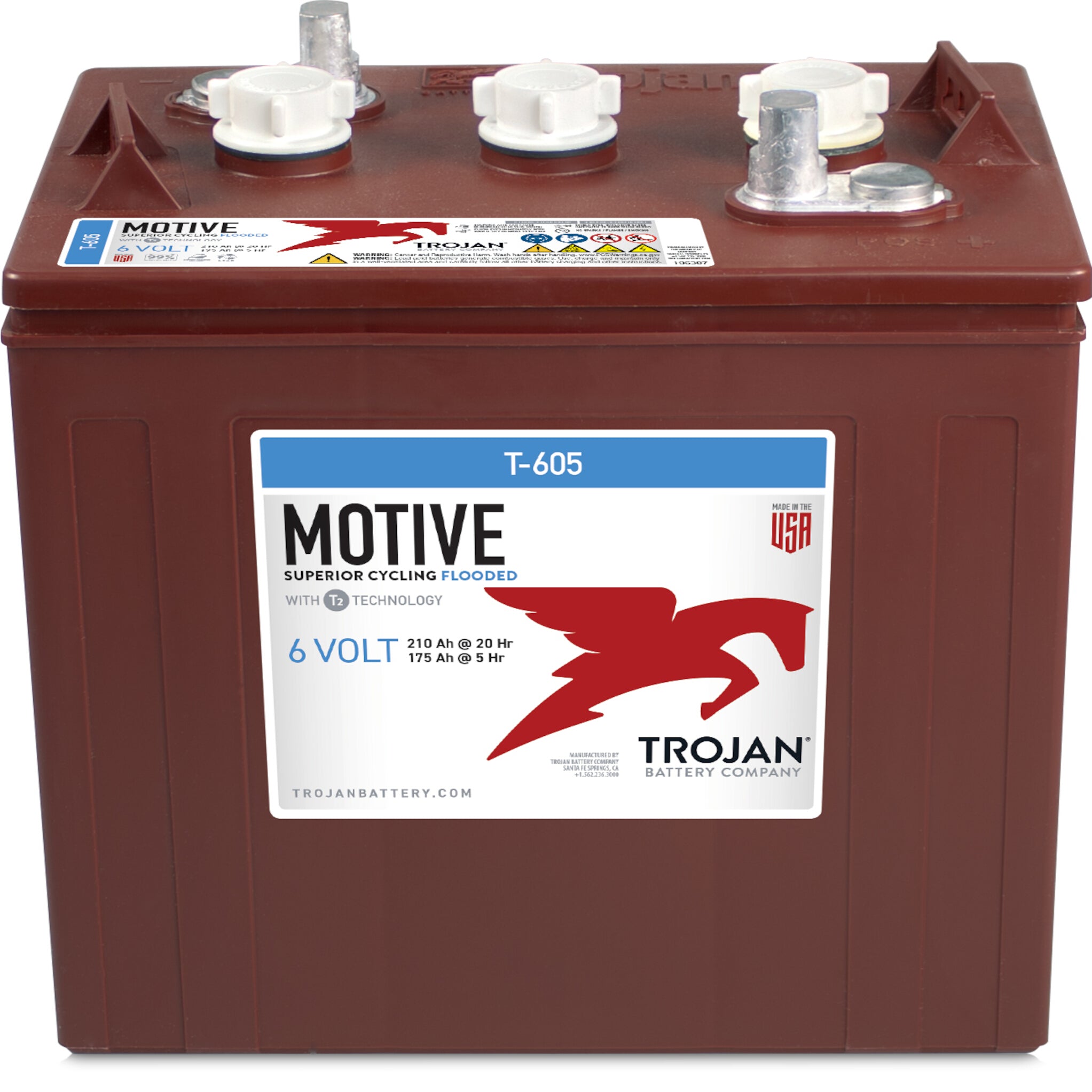 Trojan T-605 6V Group GC2 Deep Cycle Flooded Battery