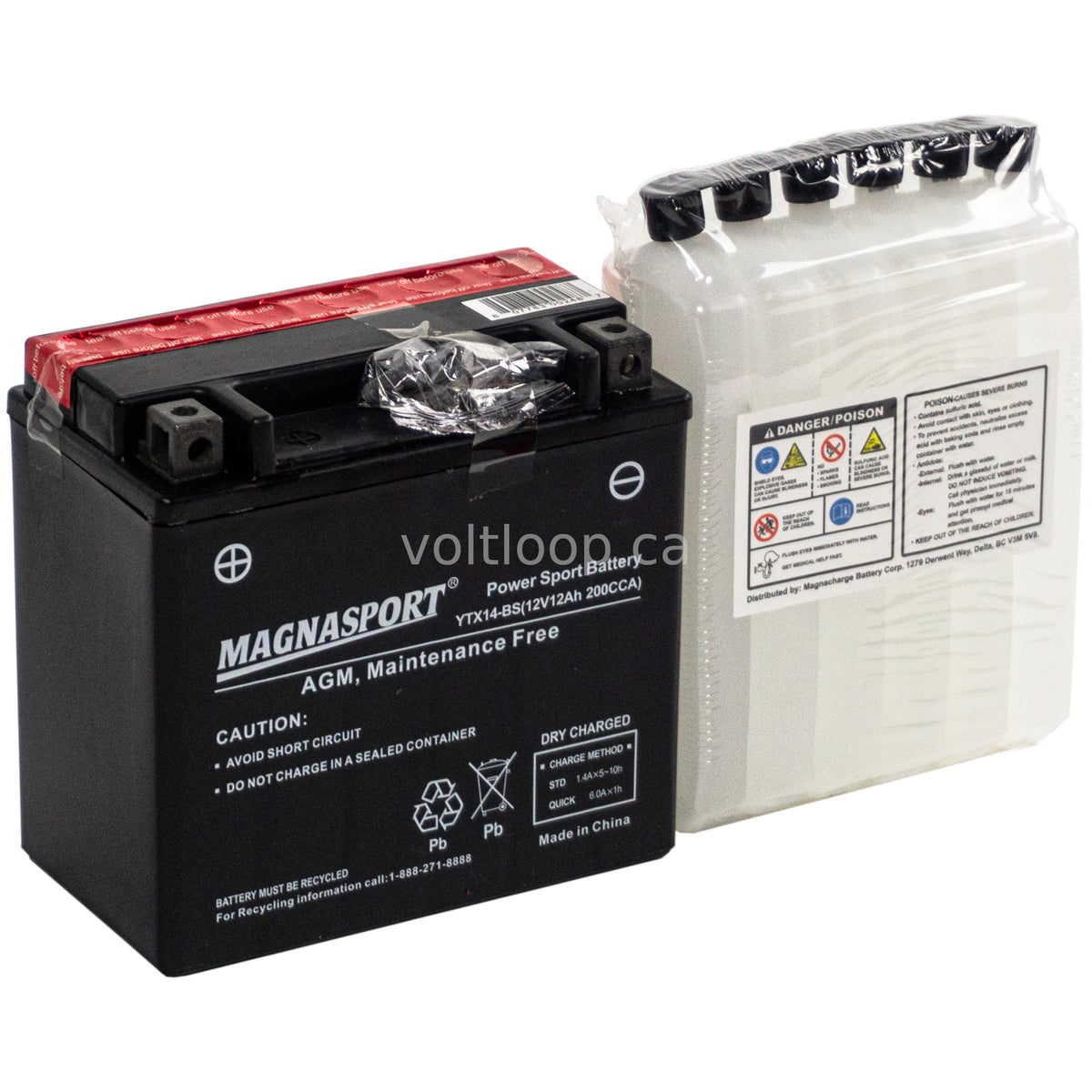 Magnasport YTX14-BS 12V Advanced AGM Battery | 200 CCA – Voltloop Canada