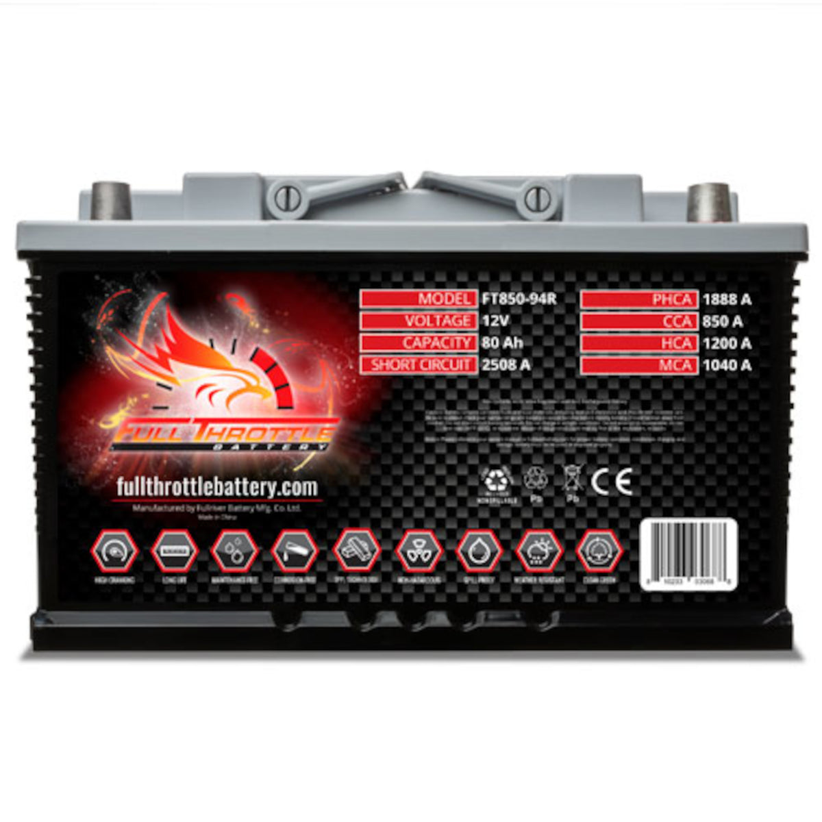 Full Throttle FT85094R 12V AGM Battery Group 94R Voltloop Canada